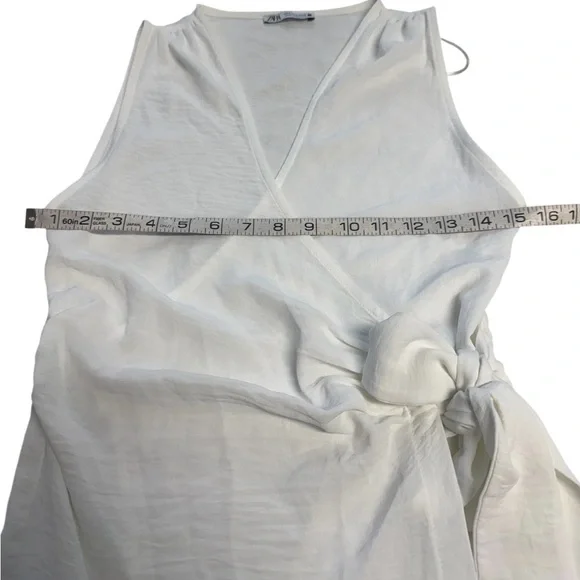Zara White Ercu Midi Wrap Dress Size Small - Picture 4 of 6